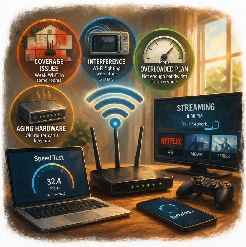 Home internet issues illustration